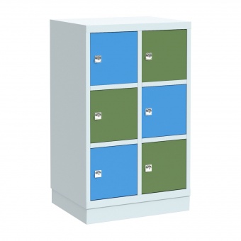 Schließfachschrank aus Stahl, 105 cm hoch, 72x50 cm (B/T), 6 Fächer, 2-spaltig, Schließfachschrank aus Stahl, 105 cm hoch, 72x50 cm (B/T), 6 Fächer, 2-spaltig,